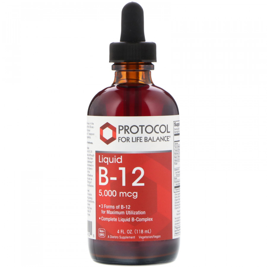 Вітамін В-12, Liquid B-12, Protocol for Life Balance, 5000 мкг, 118 мл