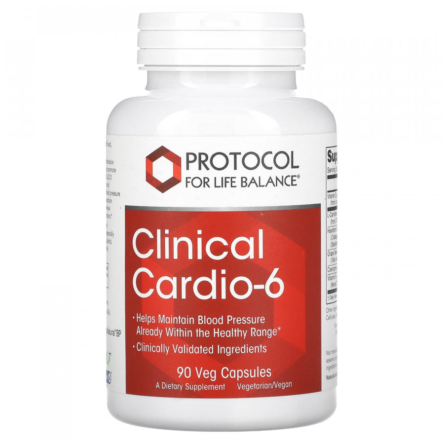 Підтримка здоров'я серцево-судинної системи, Clinical Cardio-6, Protocol for Life Balance, 90 рослинних капсул