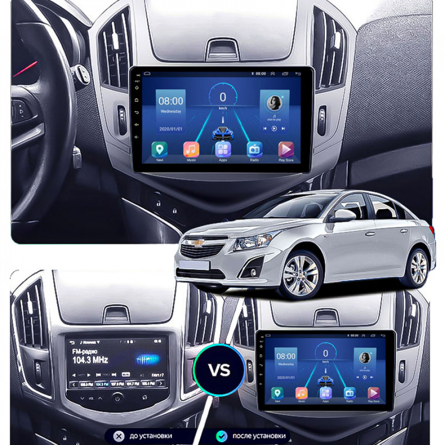 Штатная магнитола Lesko для Chevrolet Cruze I Рестайлинг 2012-2016 экран 9" 4/64Gb 4G Wi-Fi GPS Top
