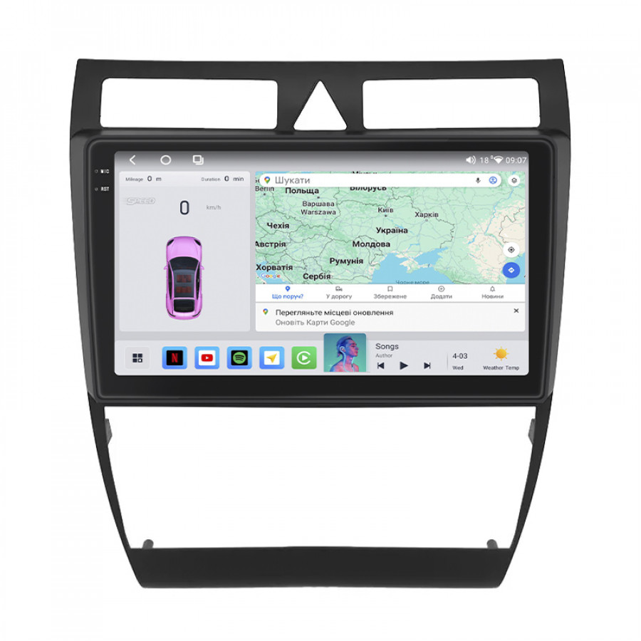 Штатная магнитола Lesko для Audi A6 II (C5) 1997-2001 экран 9" 4/64 QLED CarPlay 4G Wi-Fi GPS 360 Prime