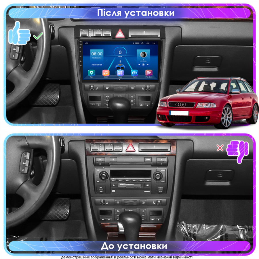 Штатная магнитола Lesko для Audi RS 6 I (C5) 2002-2006 экран 9" 4/32Gb 4G Wi-Fi GPS Top