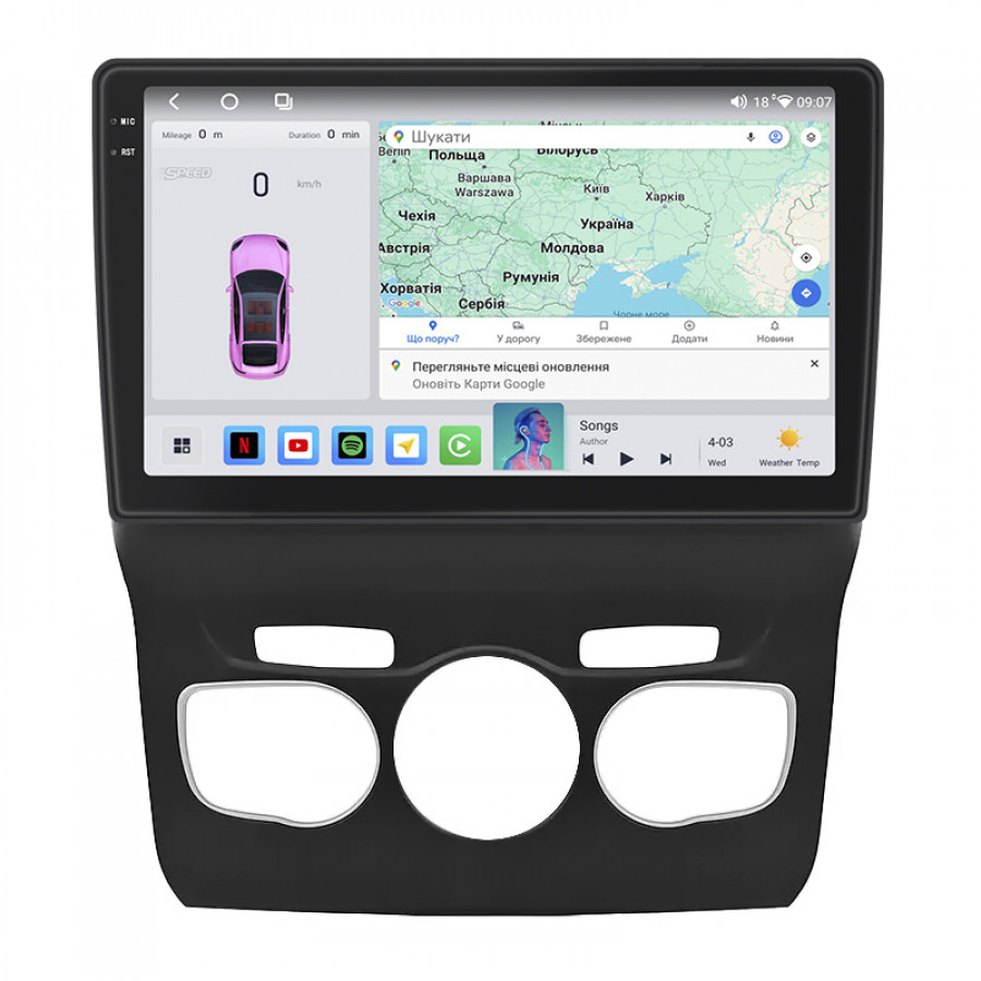 Штатная магнитола Lesko для Citroen C4 II 2010-2016 экран 10" 4/64 QLED CarPlay 4G Wi-Fi GPS 360 Prime