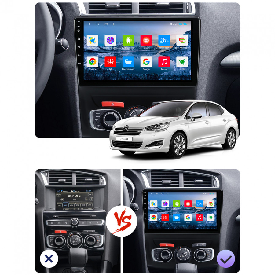 Штатная магнитола Lesko для Citroen C4 II 2010-2016 экран 10" 2/32Gb 4G Wi-Fi GPS Top