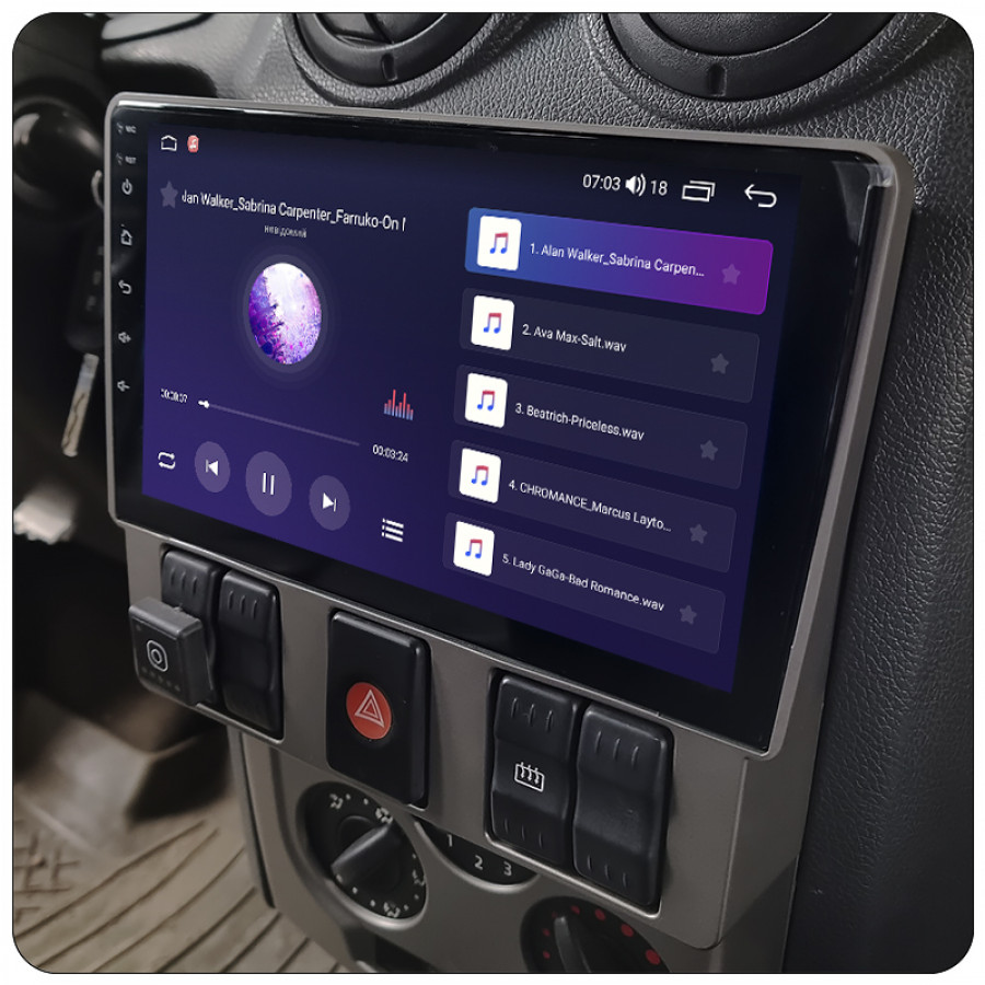 Штатная магнитола 9" Lesko для Dacia Logan I 2004-2012 4/64Gb CarPlay 4G Wi-Fi GPS Prime Дачия