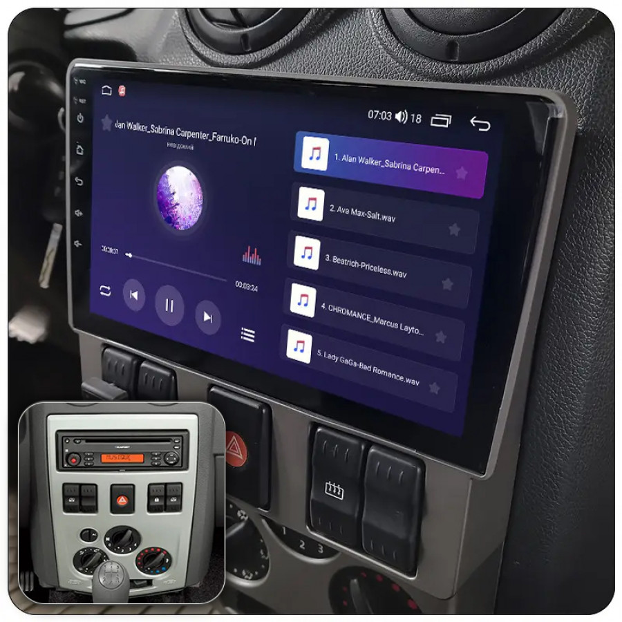 Штатная магнитола Lesko для Dacia Logan I 2004-2012 экран 9" 6/128Gb 4G Wi-Fi GPS Top
