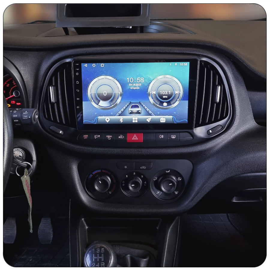 Штатная магнитола Lesko для Fiat Doblo II Рестайлинг 2015-н.в. экран 9" 4/32Gb 4G Wi-Fi GPS Top