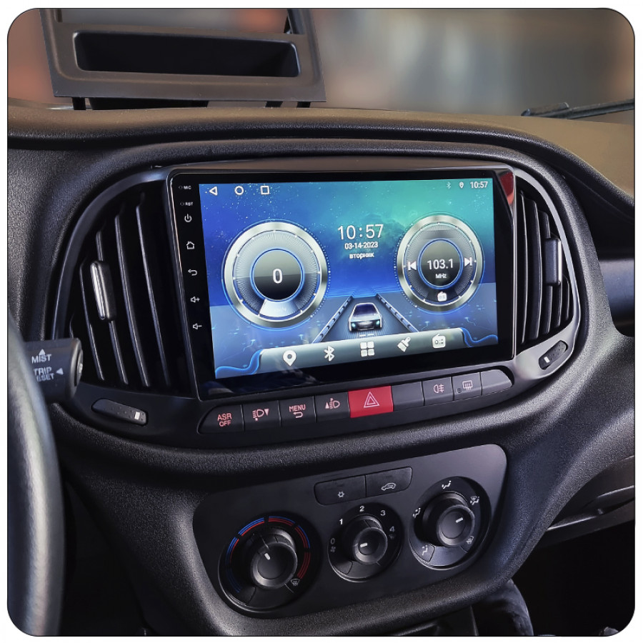 Штатная магнитола Lesko для Fiat Doblo II Рестайлинг 2015-н.в. экран 9" 4/64Gb 4G Wi-Fi GPS Top