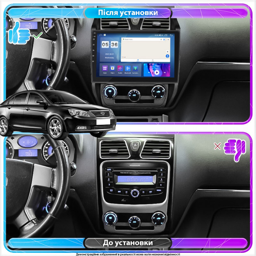Штатная магнитола Lesko для Geely Emgrand EC7  2009-2016 экран 10" 2/32Gb CarPlay 4G Wi-Fi GPS Prime
