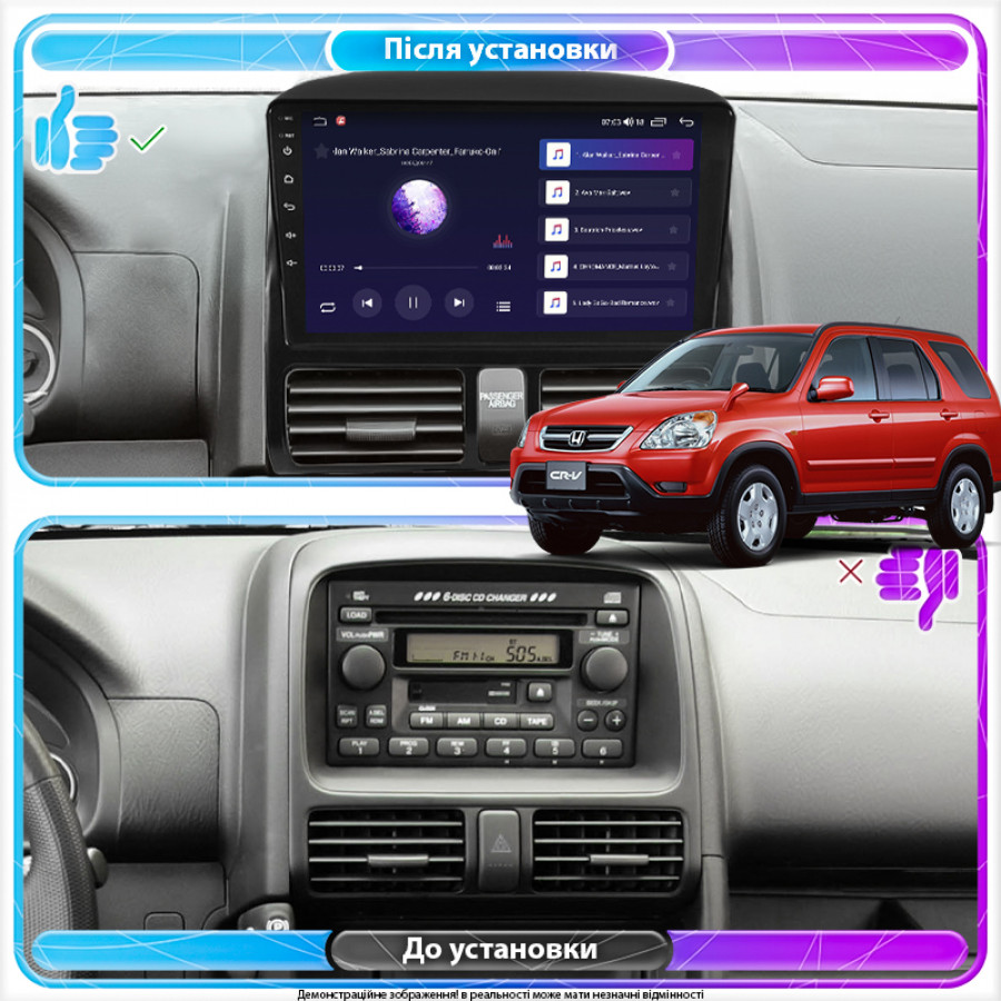 Штатная магнитола Lesko для Honda CR-V II 2001-2004 экран 9" 4/32Gb 4G Wi-Fi GPS Top