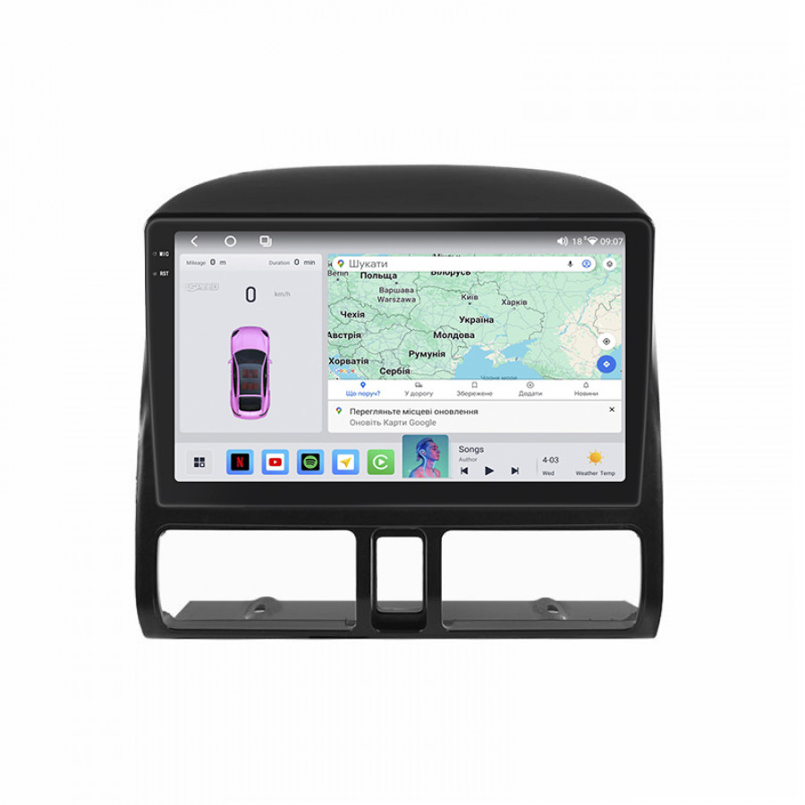 Штатная магнитола Lesko для Honda CR-V II 2001-2004 экран 9" 4/64 QLED CarPlay 4G Wi-Fi GPS 360 Prime