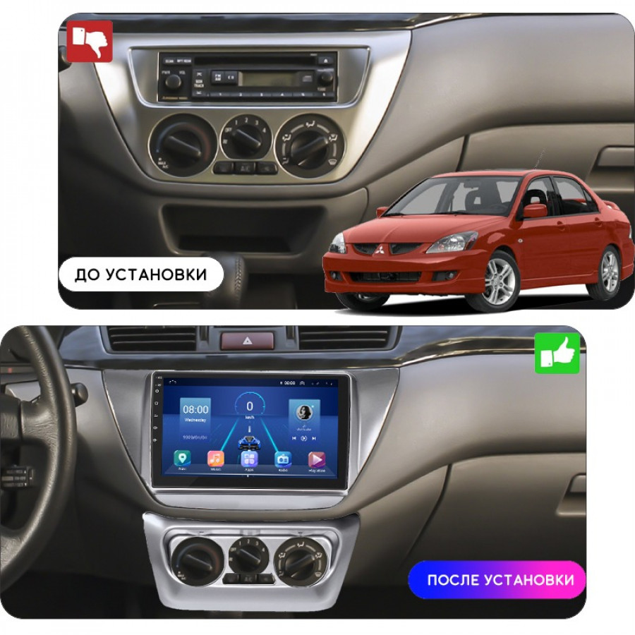 Штатная магнитола Lesko для Mitsubishi Lancer IX Рестайлинг 2005-2010 экран 9" 6/128Gb 4G Wi-Fi GPS Top