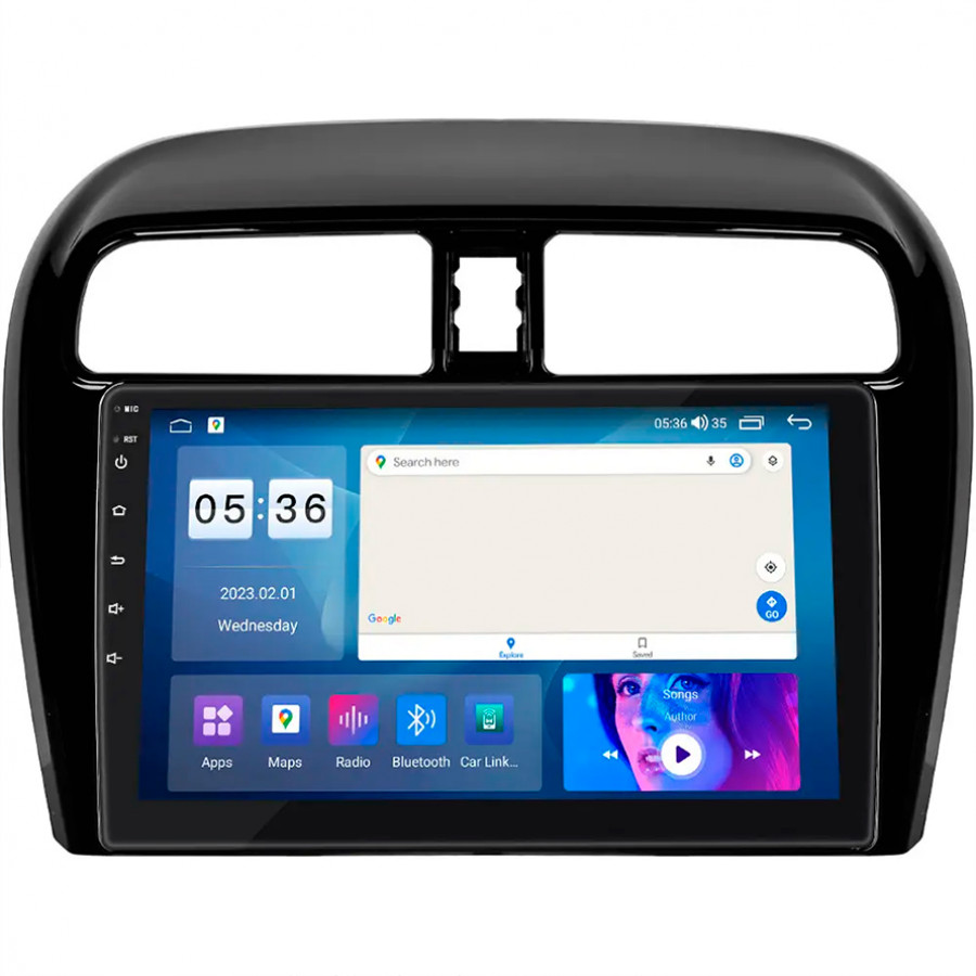 Штатная магнитола Lesko для Mitsubishi Mirage VI 2012-2015 экран 9" 4/64Gb CarPlay 4G Wi-Fi GPS Prime
