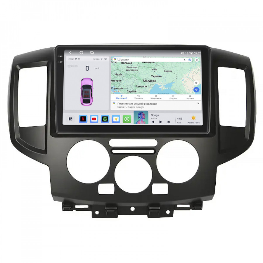 Штатная магнитола Lesko для Nissan NV200  2009-н.в. экран 9" 4/64 QLED CarPlay 4G Wi-Fi GPS 360 Prime