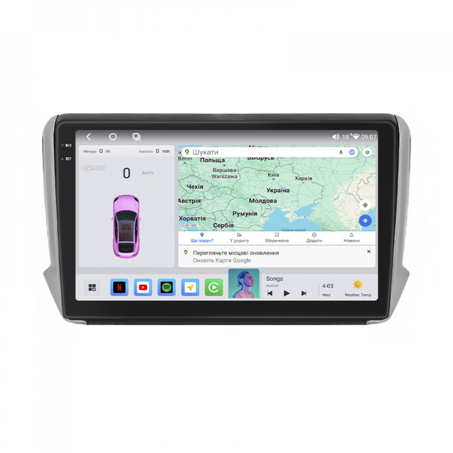 Штатная магнитола Lesko для Peugeot 2008 I 2013-2016 экран 10" 4/64 QLED CarPlay 4G Wi-Fi GPS 360 Prime
