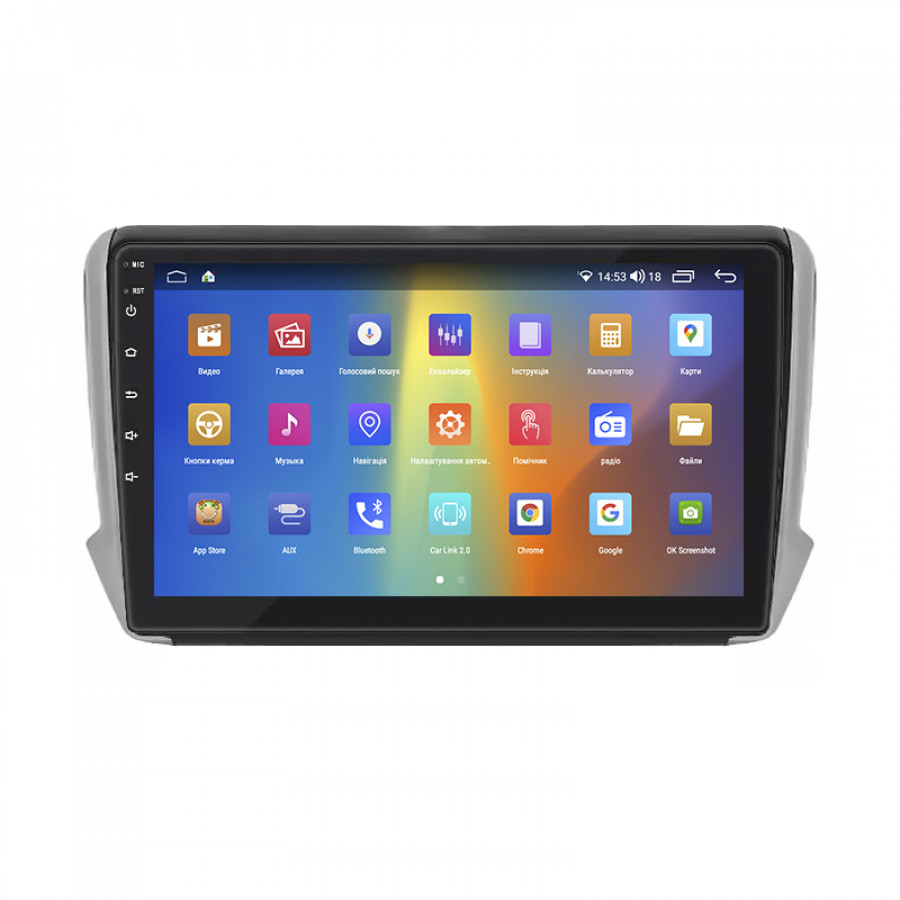 Штатная магнитола Lesko для Peugeot 2008 I Рестайлинг 2016-2019 экран 10" 2/32Gb CarPlay 4G Wi-Fi GPS Prime
