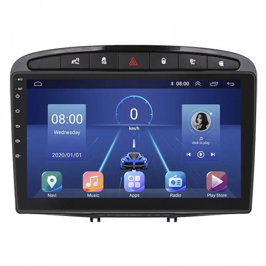 Штатная магнитола Lesko для Peugeot 308 I 2007-2011 экран 9" 6/128Gb 4G Wi-Fi GPS Top