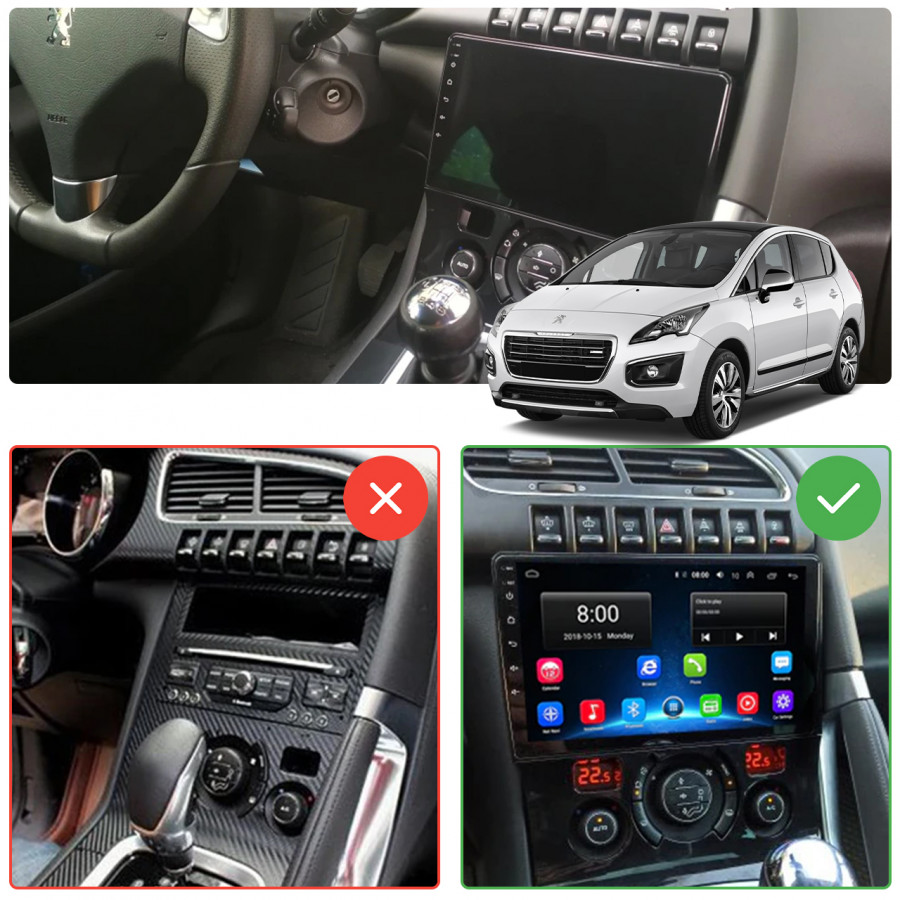 Штатная магнитола Lesko для Peugeot 5008 I Рестайлинг 2013-2016 экран 9" 4/32Gb 4G Wi-Fi GPS Top