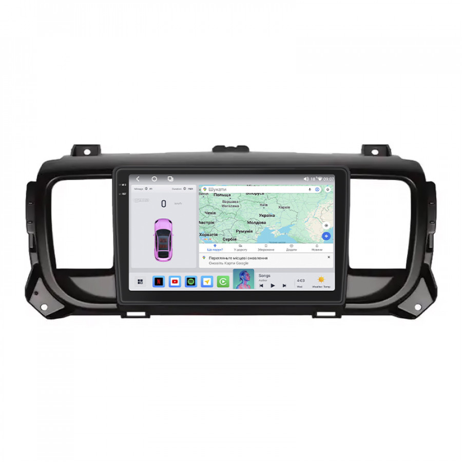 Штатная магнитола Lesko для Peugeot Expert III 2016-н.в. экран 9" 4/64 QLED CarPlay 4G Wi-Fi GPS 360 Prime