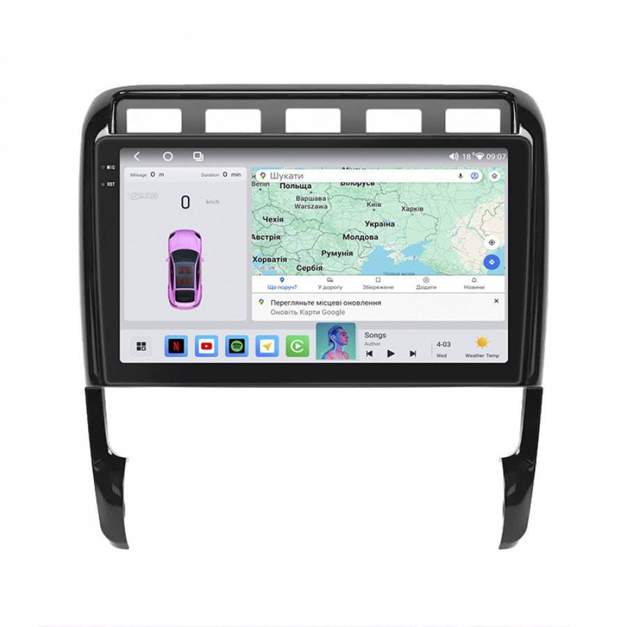 Штатная магнитола Lesko для Porsche Cayenne I (955) 2002-2007 экран 9" 4/64 QLED CarPlay 4G Wi-Fi GPS 360 Prime