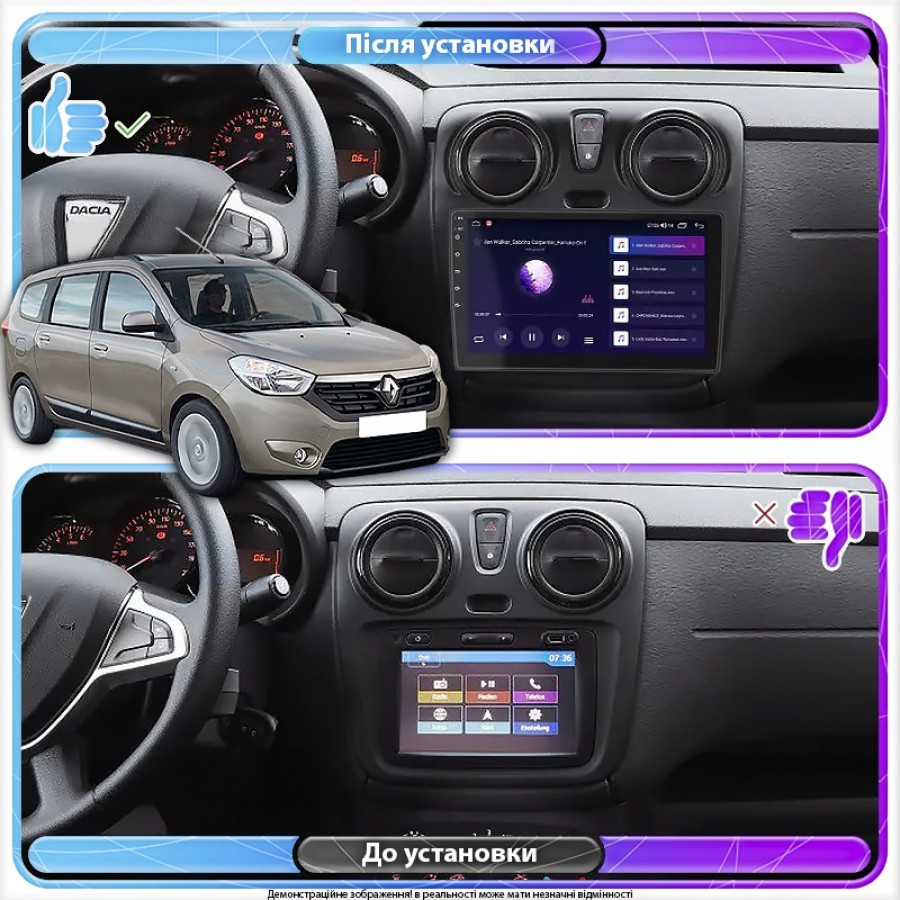 Штатная магнитола Lesko для Renault Lodgy  2012-2022 экран 9" 6/128Gb 4G Wi-Fi GPS Top