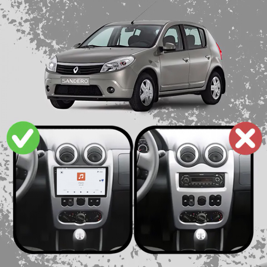 Штатная магнитола Lesko для Renault Sandero I 2009-2014 экран 9" 4/64 QLED CarPlay 4G Wi-Fi GPS 360 Prime