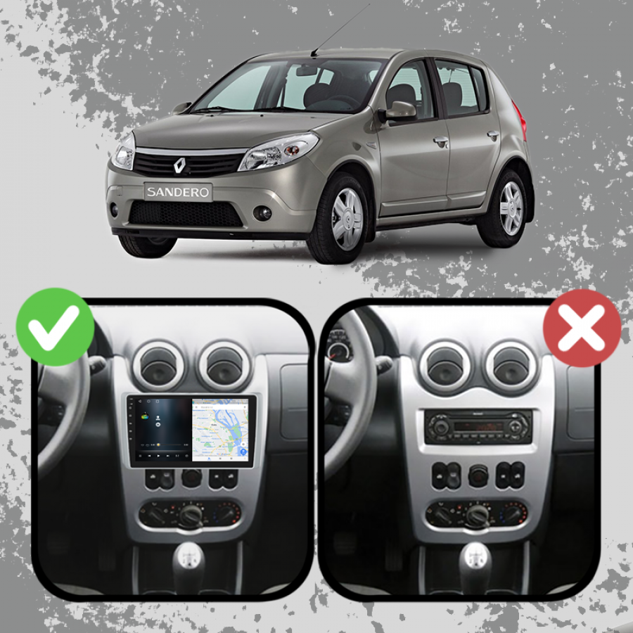 Штатная магнитола Lesko для Renault Sandero I 2009-2014 экран 9" 4/64Gb 4G Wi-Fi GPS Top