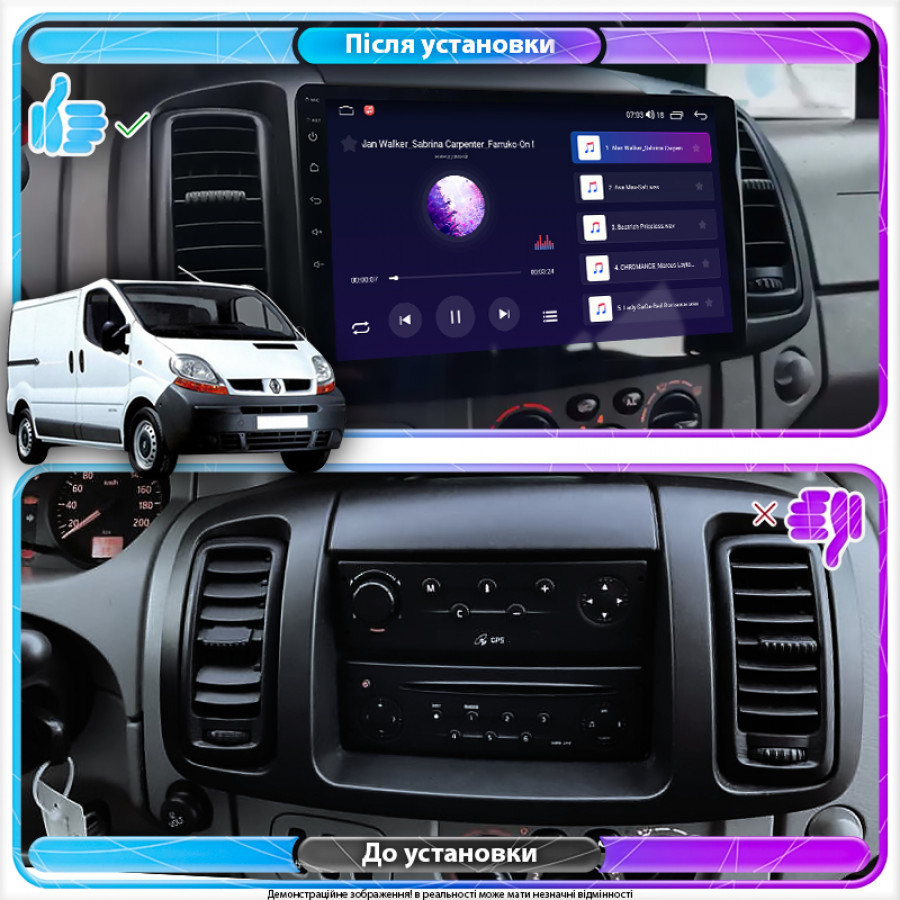 Штатная магнитола Lesko для Renault Trafic II 2001-2006 экран 10" 2/32Gb CarPlay 4G Wi-Fi GPS Prime