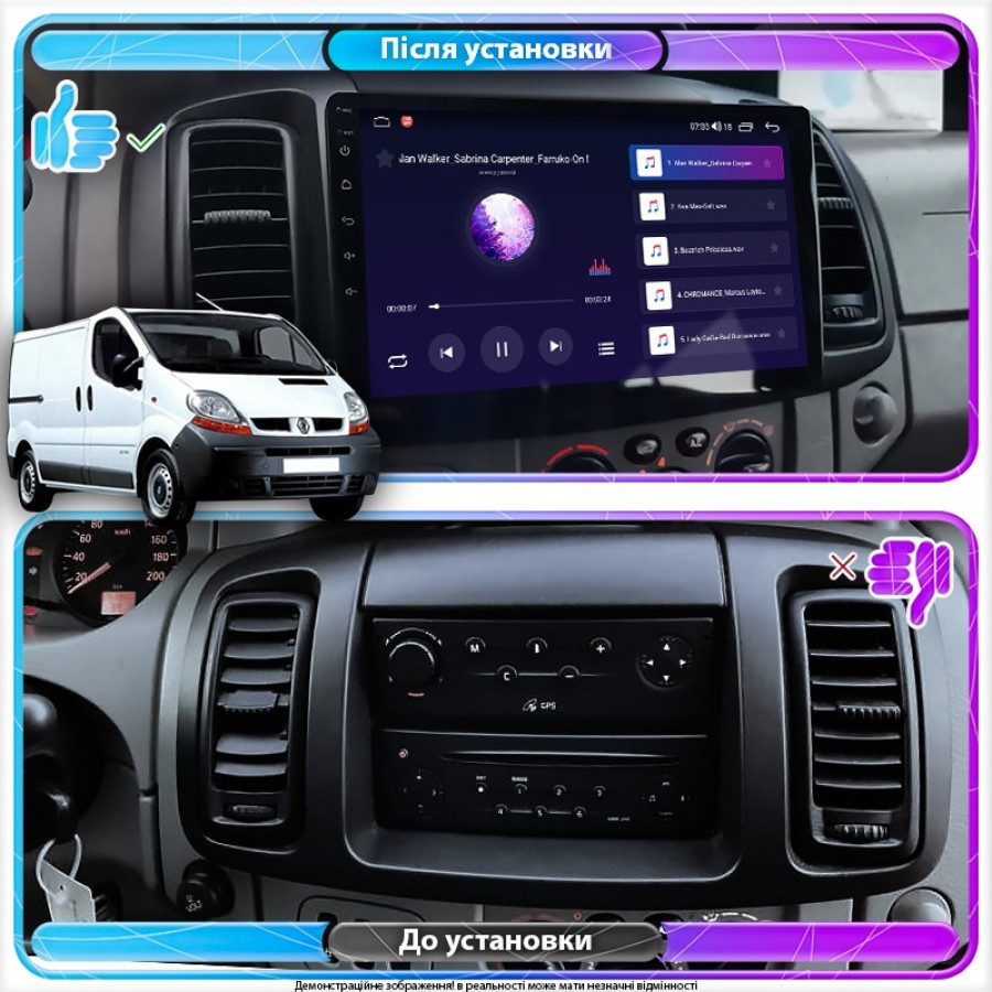 Штатная магнитола Lesko для Renault Trafic II 2001-2006 экран 10" 6/128Gb 4G Wi-Fi GPS Top