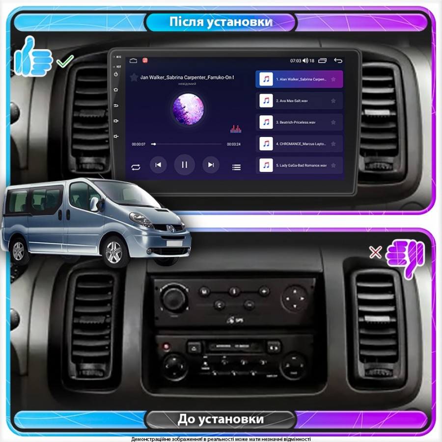 Штатная магнитола Lesko для Renault Trafic II Рестайлинг 2006-2014 экран 10" 6/128Gb 4G Wi-Fi GPS Top Трафик