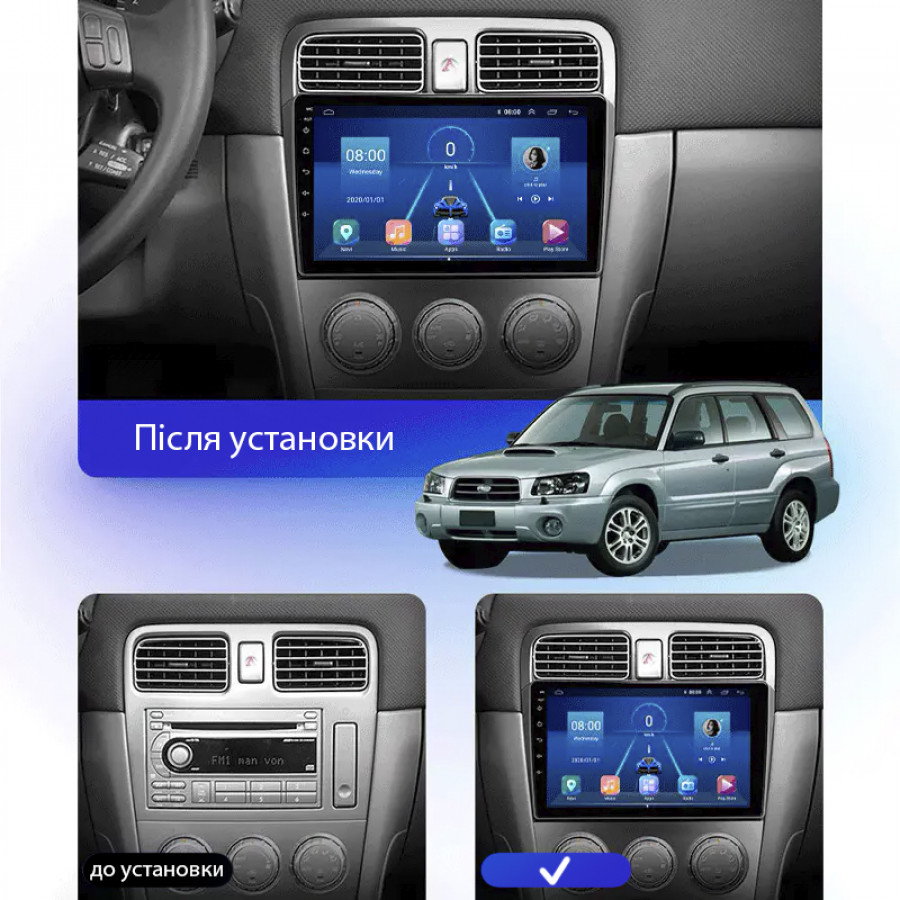 Штатная магнитола Lesko для Subaru Forester II 2002-2005 экран 9" 2/32Gb 4G Wi-Fi GPS Top