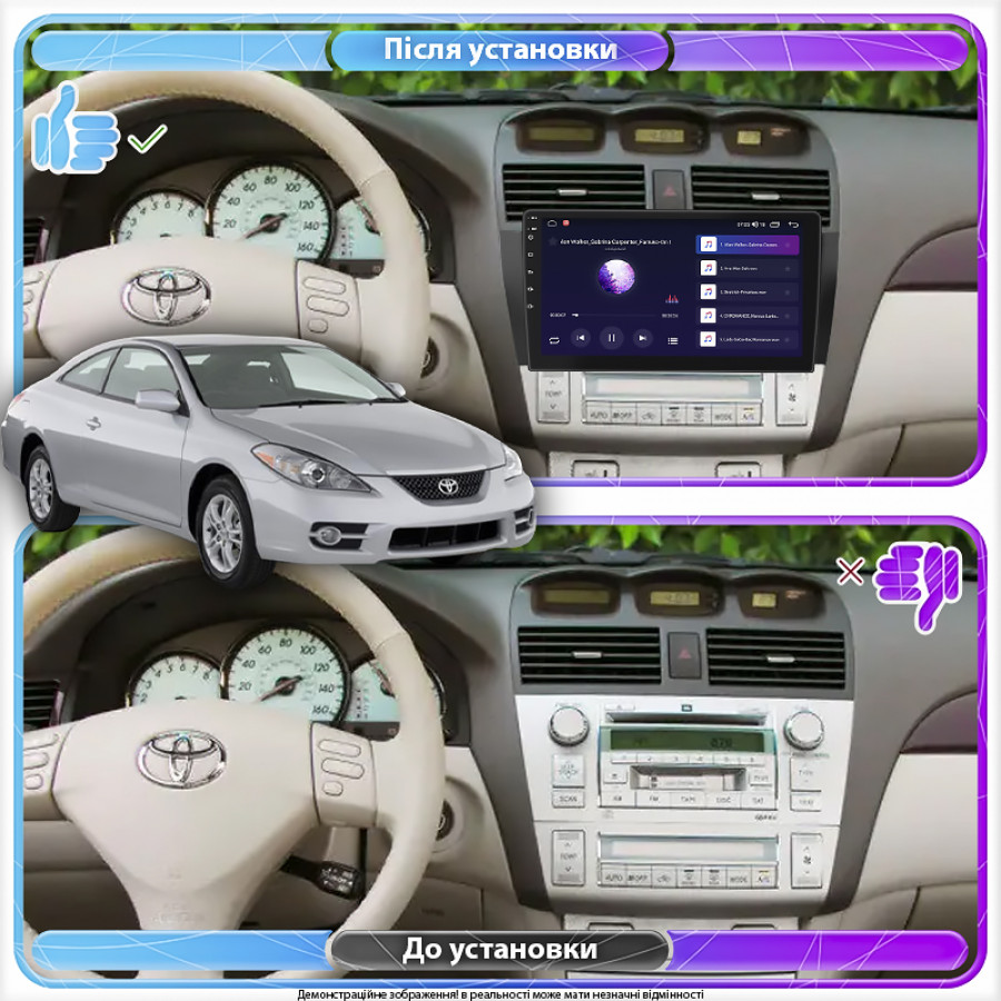 Штатная магнитола Lesko для Toyota Camry Solara II 2003-2009 экран 9" 2/32Gb CarPlay 4G Wi-Fi GPS Prime