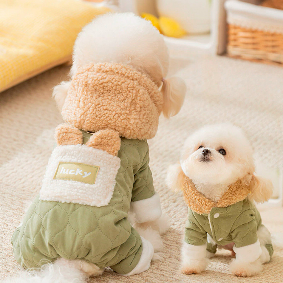 Комбинезон с капюшоном для собак Lucky 2410SXMJ0173 тедди с петлей для поводка Green M