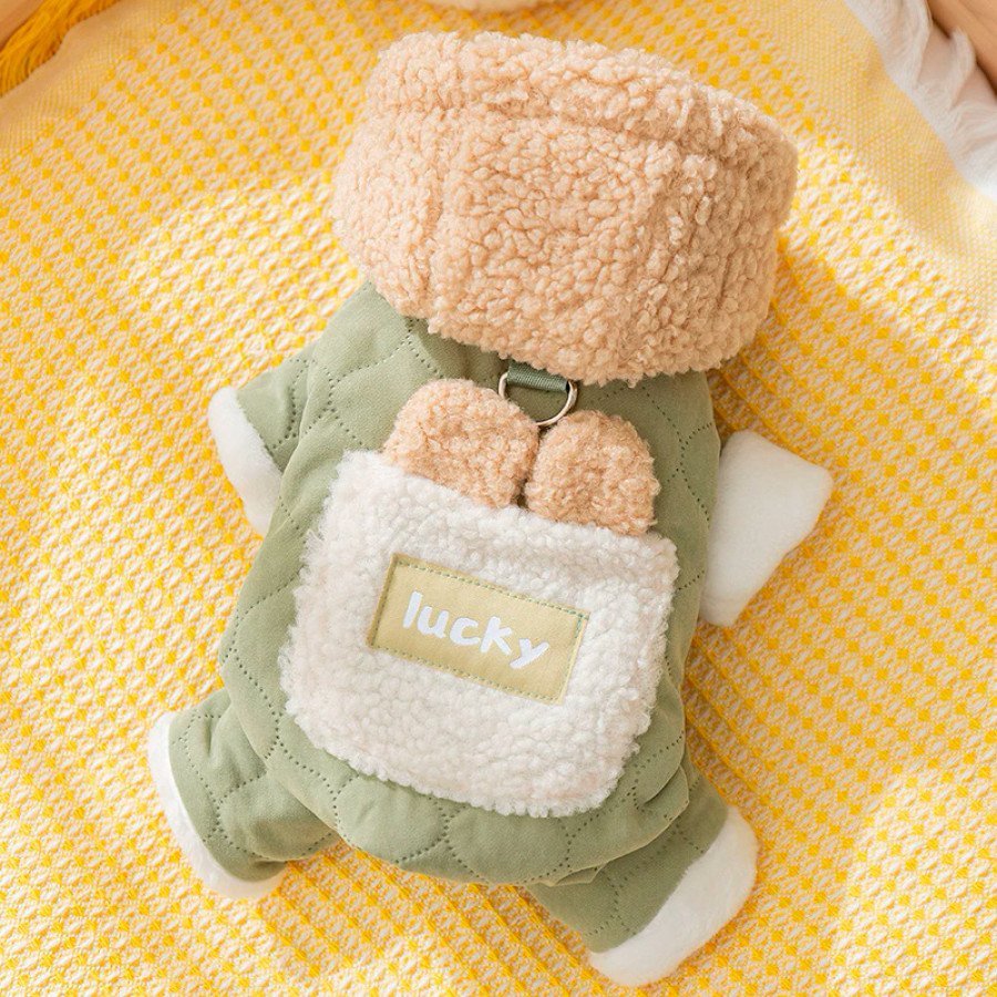 Комбинезон с капюшоном для собак Lucky 2410SXMJ0173 тедди с петлей для поводка Green M