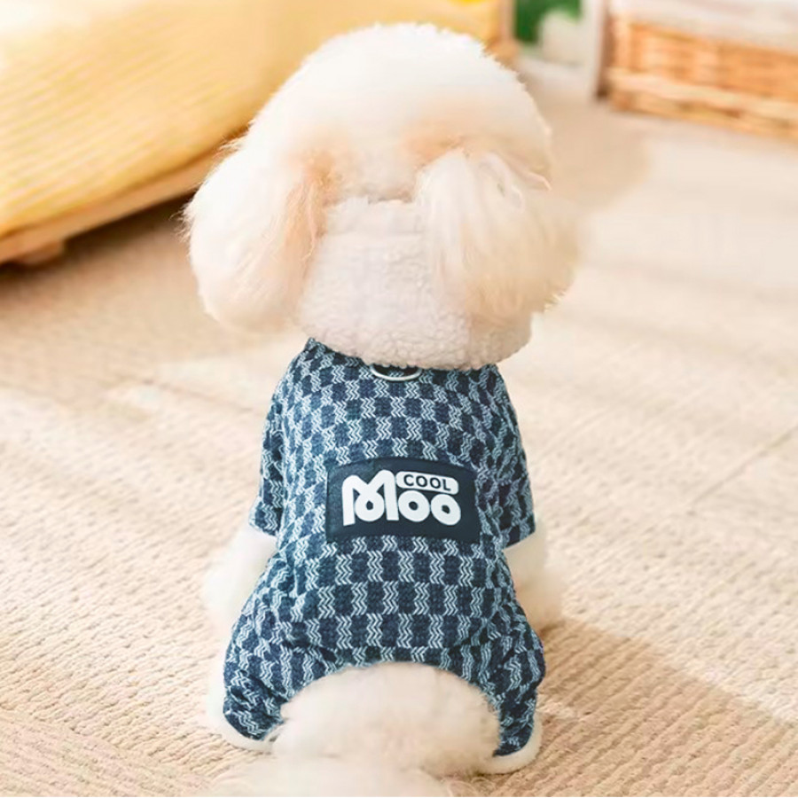 Комбинезон с капюшоном для собак Moo 2410SXMJ0172 тедди с петлей для поводка Blue XS