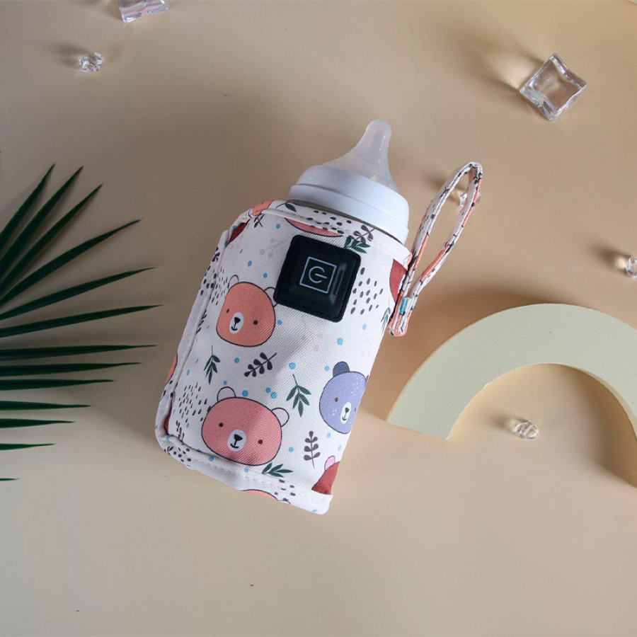 Портативный подогреватель N-009 Bear для детской бутылочки USB цифровой дисплей Beige