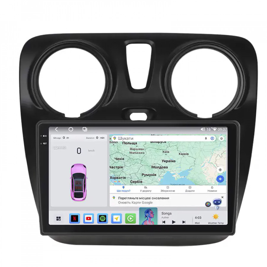 Штатная магнитола Lesko для Dacia Sandero II ver 2 2012-2016 экран 9" 4/64 QLED CarPlay 4G Wi-Fi GPS 360 Prime