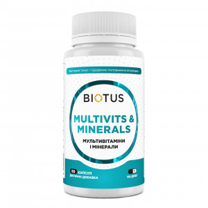 Мультивітаміни та мінерали, Multivits & Minerals, Biotus, 60 капсул