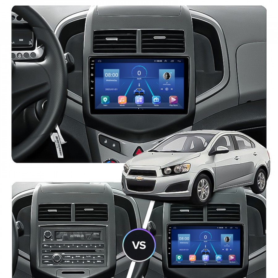 Штатная магнитола Lesko для Chevrolet Sonic I 2011-2016 экран 9" 6/128Gb 4G Wi-Fi GPS Top