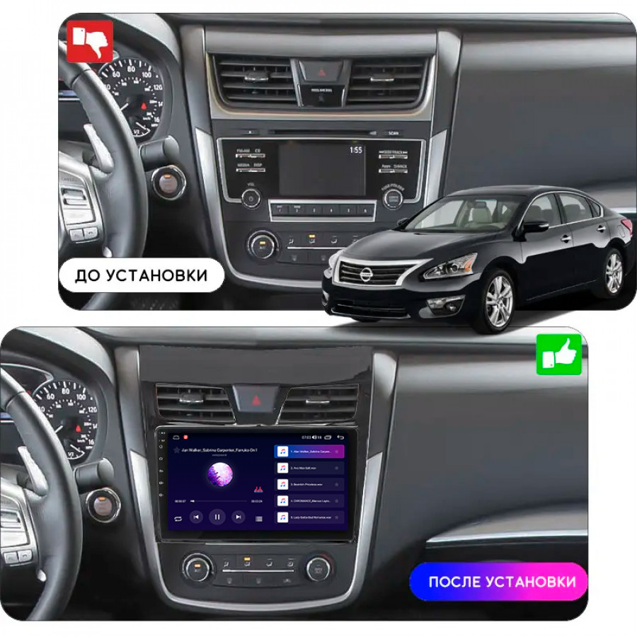 Штатная магнитола Lesko для Nissan Altima V (L33) Рестайлинг 2015-2018 экран 10" 4/64Gb CarPlay 4G Wi-Fi GPS Prime