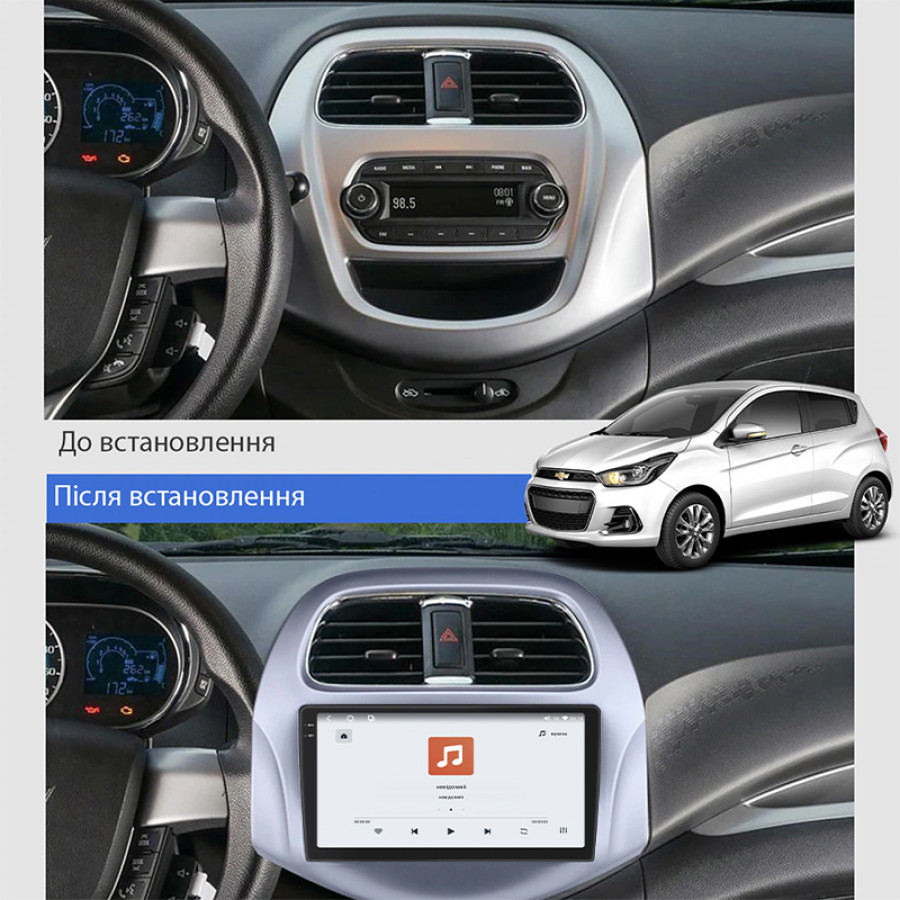 Штатная магнитола Lesko для Chevrolet Spark III (M300) Рестайлинг 2020-н.в. экран 9" 4/64 QLED CarPlay 4G Wi-Fi GPS 360 Prime