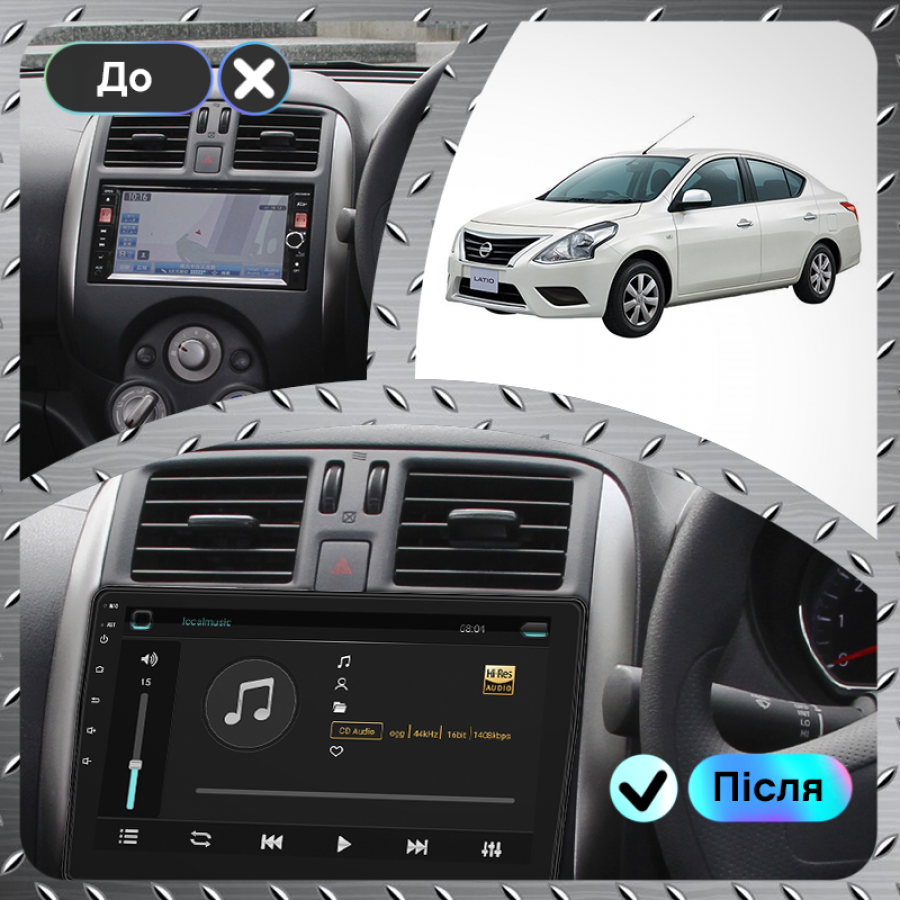 Штатная магнитола Lesko для Nissan Latio I (N17) Рестайлинг 2014-2016 экран 9" 4/64Gb 4G Wi-Fi GPS Top