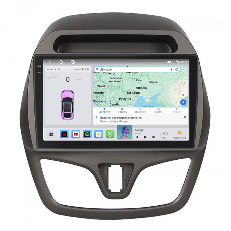 Штатная магнитола Lesko для Chevrolet Spark IV 2015-2018 экран 9" 4/64 QLED CarPlay 4G Wi-Fi GPS 360 Prime