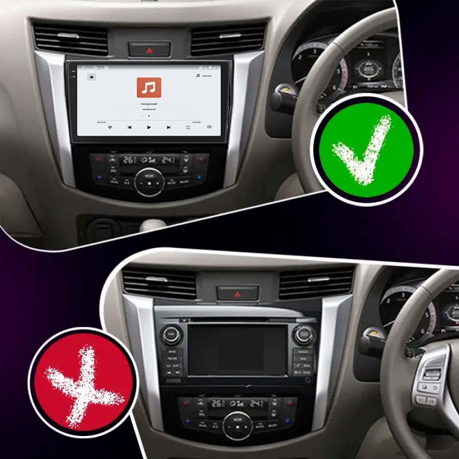 Штатная магнитола Lesko для Nissan Navara (Frontier) IV (D23) 2014-2016 экран 10" 4/64 QLED CarPlay 4G Wi-Fi GPS 360 Prime