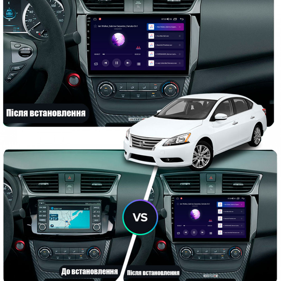 Штатная магнитола Lesko для Nissan Sentra VII (B17) Рестайлинг 2015-2019 экран 10" 4/64Gb CarPlay 4G Wi-Fi GPS Prime