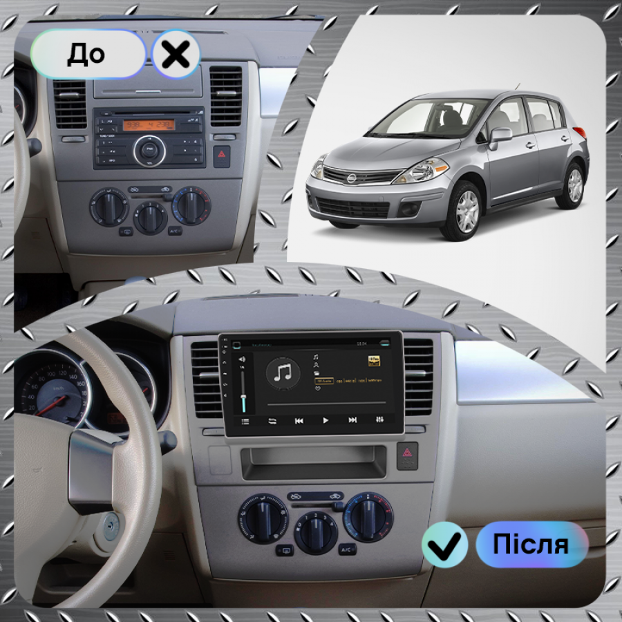 Штатная магнитола Lesko для Nissan Versa I 2006-2012 экран 9" 6/128Gb 4G Wi-Fi GPS Top