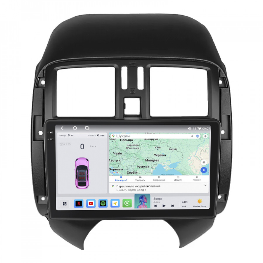 Штатная магнитола Lesko для Nissan Versa II 2012-2014 экран 9" 4/64 QLED CarPlay 4G Wi-Fi GPS 360 Prime