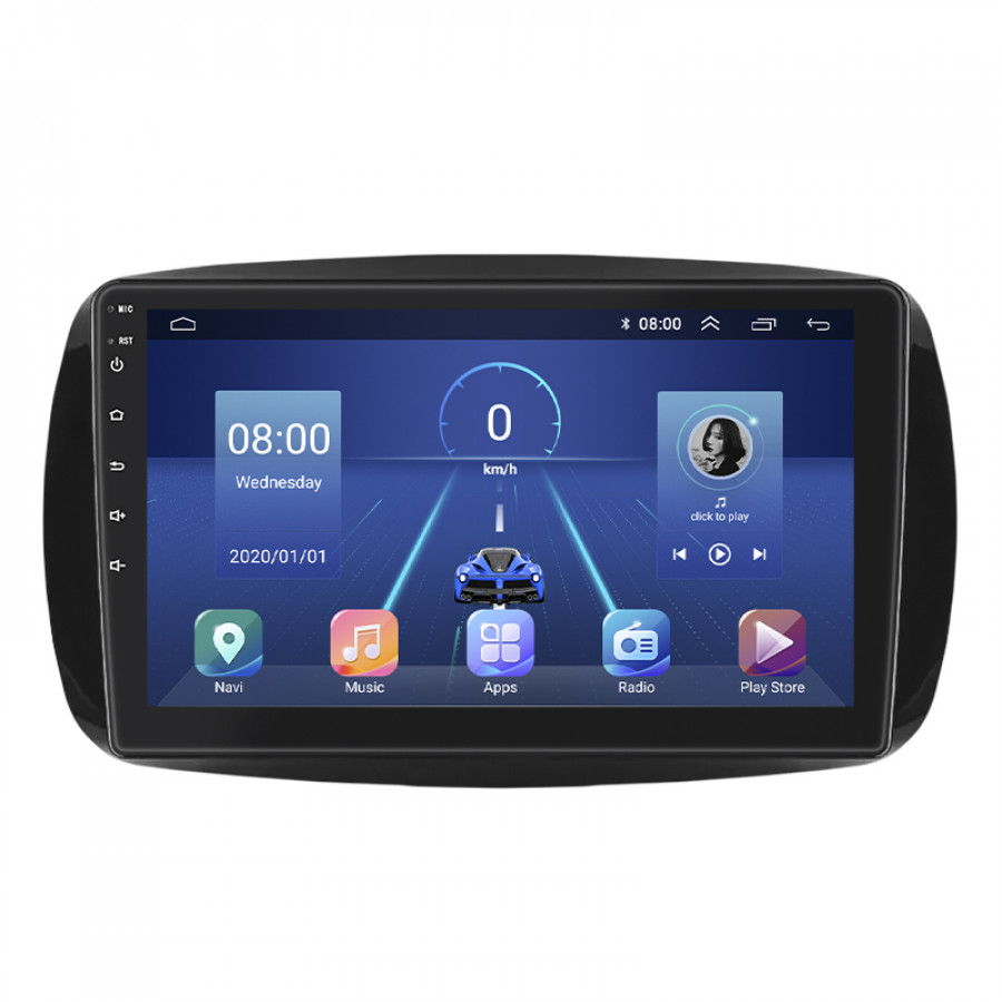 Штатная магнитола Lesko для Smart Fortwo III 2014-н.в. экран 9" 4/64Gb 4G Wi-Fi GPS Top