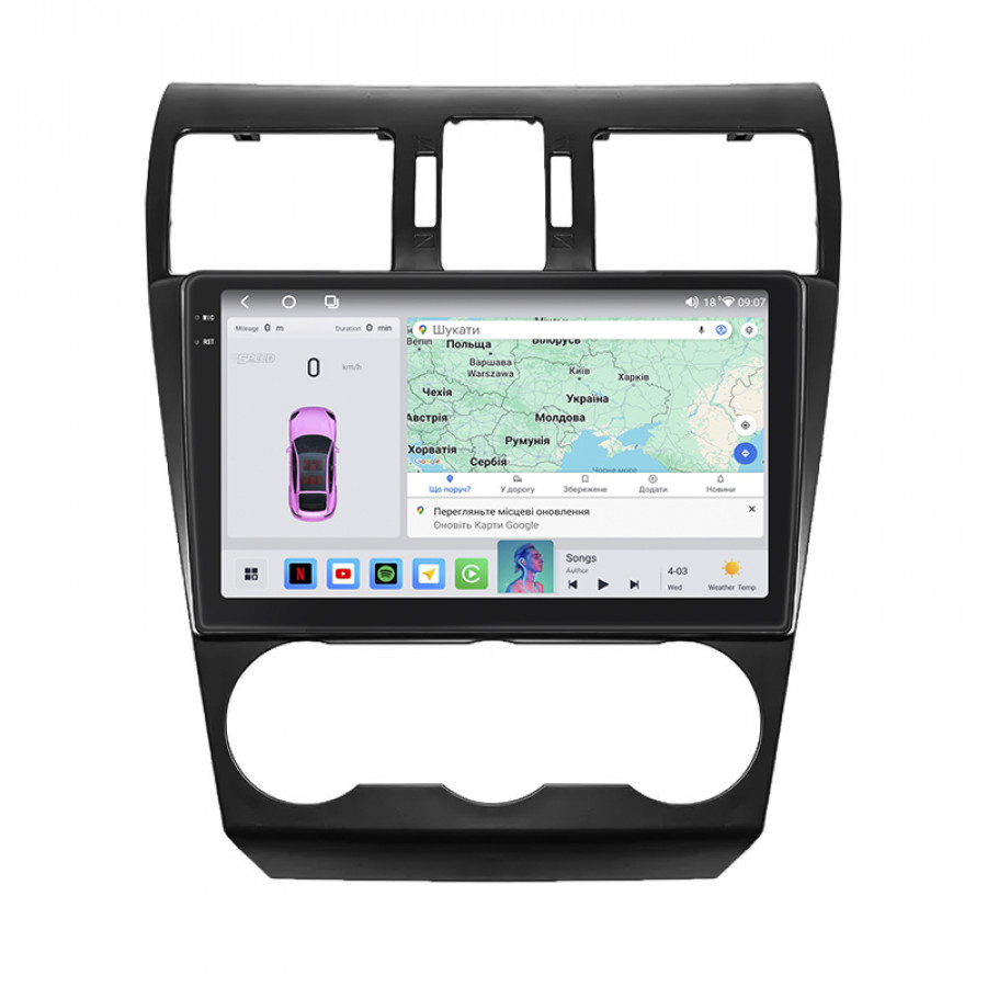 Штатная магнитола Lesko для Subaru Impreza IV Рестайлинг 2014-2016 экран 9" 4/64 QLED CarPlay 4G Wi-Fi GPS 360 Prime