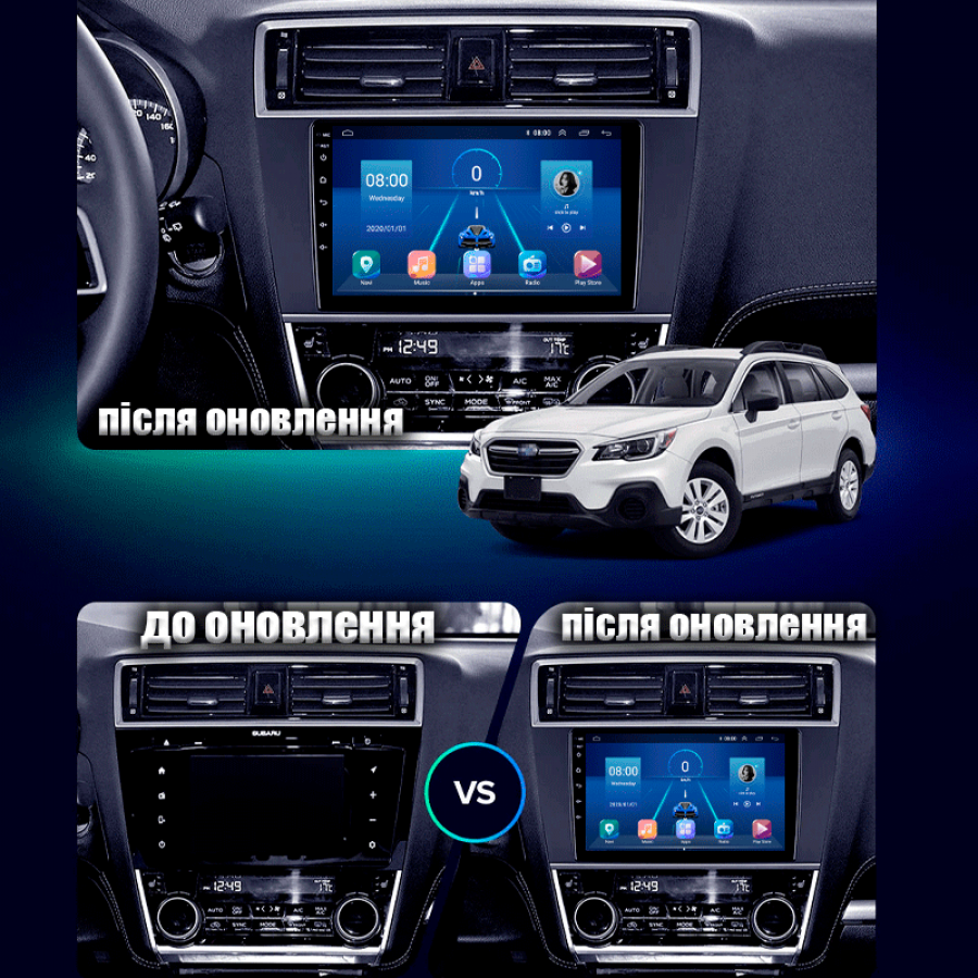 Штатная магнитола Lesko для Subaru Legacy VI 2014-2017 экран 9" 4/64Gb 4G Wi-Fi GPS Top