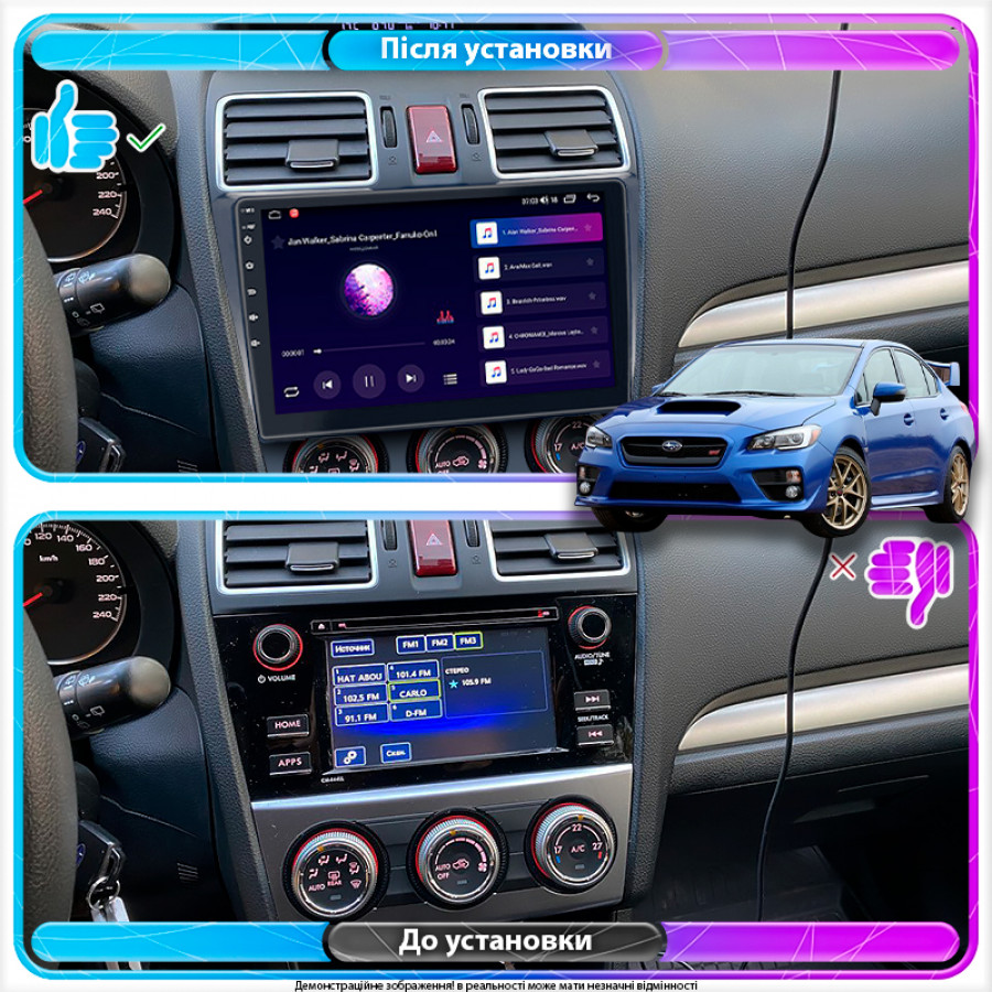 Штатная магнитола Lesko для Subaru WRX I 2014-2017 экран 9" 2/32Gb 4G Wi-Fi GPS Top